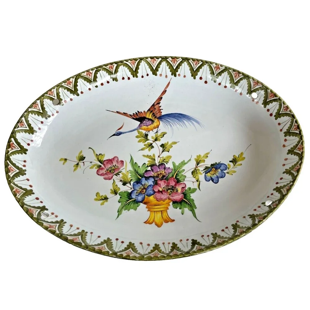 Rare Vintage Italian Floral Oval Platter Bowl 16